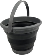 SAMMART Collapsible Plastic Bucket - Foldable Round Tub with Handle - Pop Up Saving (Grey/Black, 5.5L)