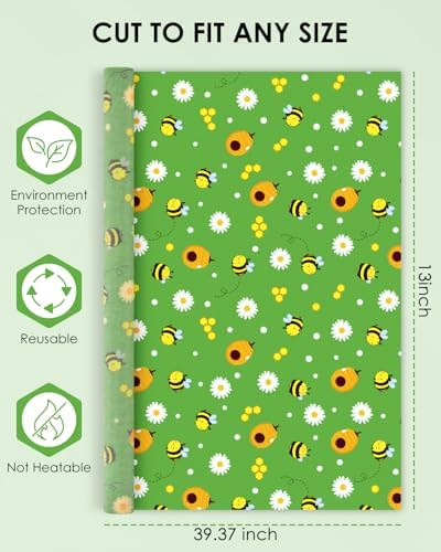 Beeswax Food Wraps 1 Meter Roll 13 x 39 Inch Reusable Beeswax Wraps Eco-Friendly Sustainable Food Storage Wraps for Sandwich, Cheese, Fruit, Bread, Snacks