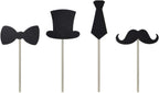 Cupcake Toppers Mini Black Bowtie Mustache Hat Neckcloth Adult Ceremony Birthday Celebration Decorations DIY Home Baby Shower Theme Party Food Fruit Cake Picks for Decor(24PCS)