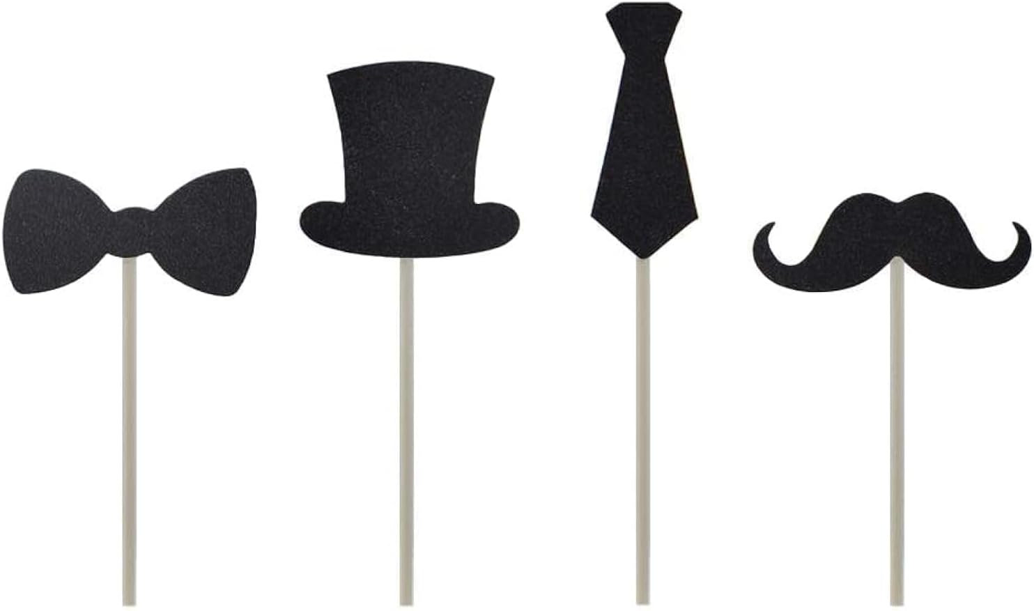 Cupcake Toppers Mini Black Bowtie Mustache Hat Neckcloth Adult Ceremony Birthday Celebration Decorations DIY Home Baby Shower Theme Party Food Fruit Cake Picks for Decor(24PCS)
