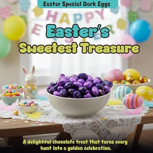 Easter Dark Chocolate Eggs, 1 lb. Bulk Easter Candy Bag, Individually Wrapped Chocolate Eggs Perfect for Easter Baskets, Egg Hunt, and Spring Holiday Treats