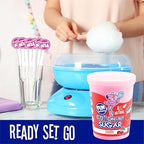 Fun Sweets Cotton Candy Sugar 3 Flavor Variety Pack – Cherry, Blue Raspberry & Watermelon – All Natural Flavors & Colors - Floss Sugar for Cotton Candy Maker Includes 50 Sticks & Recipe Card