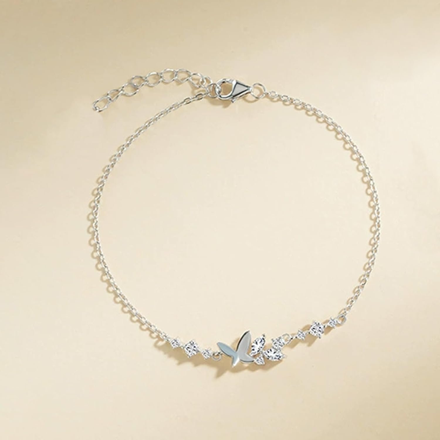Silver Bracelet for Women, Adjustable Layered Charm Chain Bracelets, Dainty Fashion Jewelry Gifts for Her