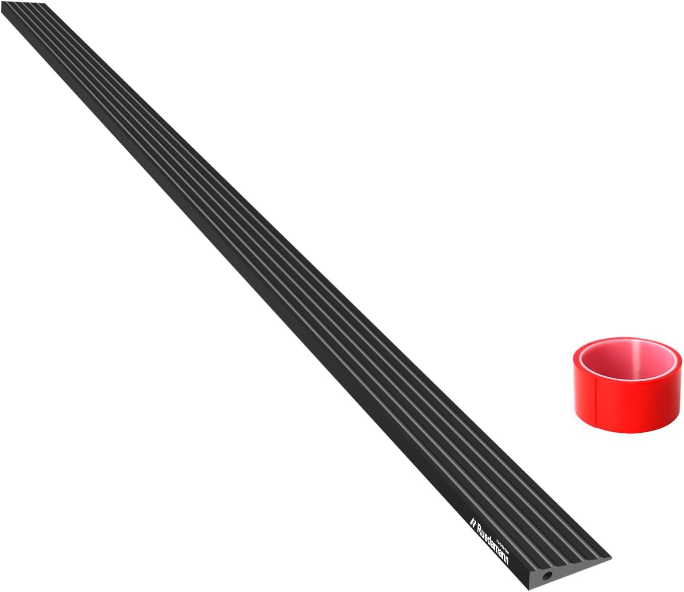 Ruedamann 0.4" Rise PVC Threshold Ramp for Doorways, 1700 lbs Load Capacity, Odor-Free & Cuttable Door Threshold Ramp for Wheelchair, Scooter, Stroller, Curb, and Tile, Indoor & Outdoor Use, Black