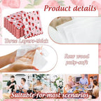 50Pcs Strawberry Paper Napkins Pink Red Summer Fruit Scalloped Disposable Napkin Sweet Decorative Luncheon Dinner Table Napkins for Birthday Baby Shower Wedding Party Supplies