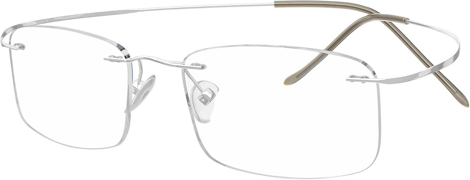 Eyekepper Titanium Rimless Reading Glasses Readers Men Silver