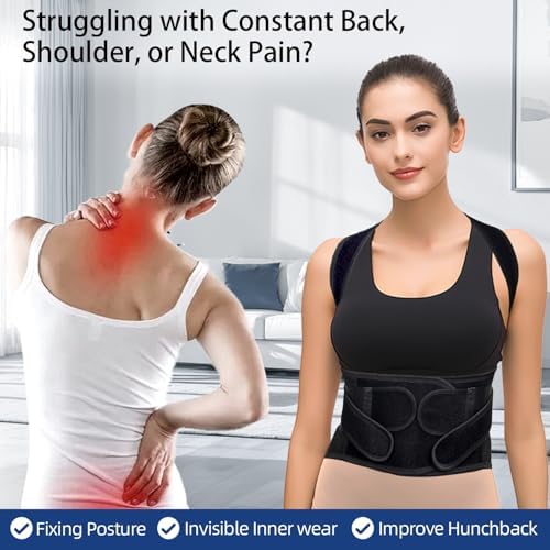 Upgraded Posture Corrector for Women & Men, Back Brace for Upper/Lower Back Pain, Herniated Disc, Sciatica,Adjustable Support & Bionic Panel XL (38"-42")
