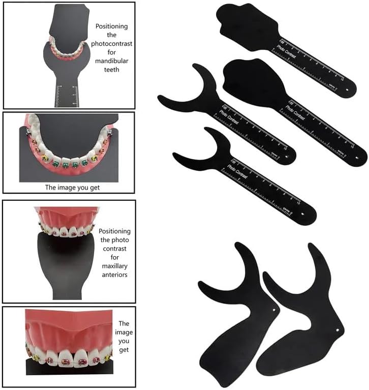 Dental Intraoral Photographic Contraster Kit 6Pcs Black Background Board Palatal Photo Contrast Kit for Dental Clinics and Labs