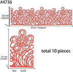 Large Pre-Made Ready to Use Edible Cake Lace Flower Trim Red 14-inch 10-Piece Set