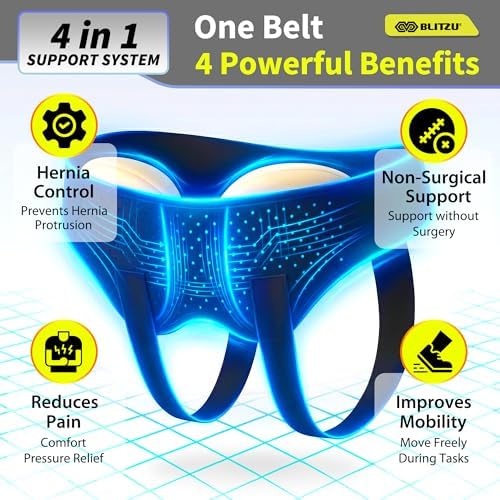 BLITZU Hernia Belt for Bilateral, Double or Single Inguinal, Groin Hernia Support Truss for Men, Women, Pain Relief, Surgery Recovery, Adjustable with 2 Removable Medical Compression Pads. XXL