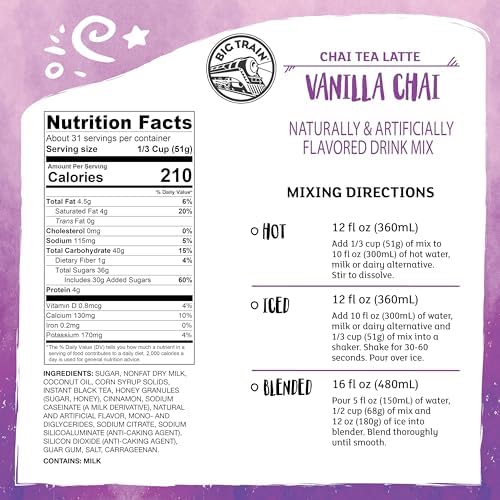 Big Train Vanilla Chai Tea Latte Beverage Mix, 3.5 Pound (Pack of 1)