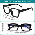 Retro Oversized Reading Glasses for Women, Blue Light Blocking Ladies Computer Readers Spring Hinge Square Frame