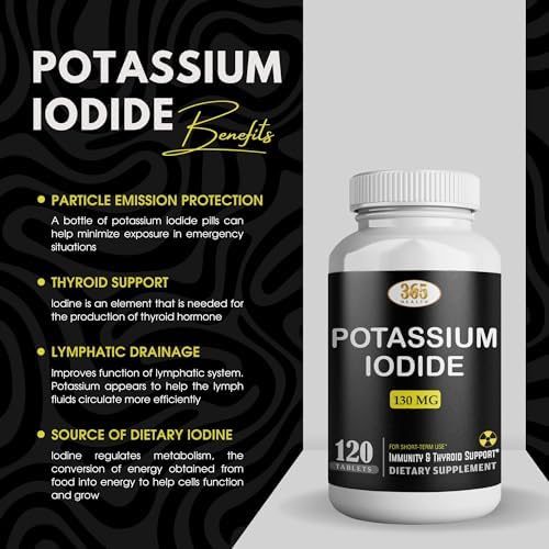 Potassium Iodide130 mg - KI Tablets- Potassium130 mg - USA Made Potassium Iodine Pills YODO Naciente, Yoduro de potasio - 120 Tablets