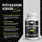 Potassium Iodide130 mg - KI Tablets- Potassium130 mg - USA Made Potassium Iodine Pills YODO Naciente, Yoduro de potasio - 120 Tablets