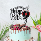 Black Glitter Record Happy Birthday Cake Topper，Music Lover Theme Birthday Party Supplies，Vinyl Retro Rock/CD Hip Hop Dancing Ball Party Decoration Supplies (music)
