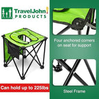 TravelJohn Foldable Commode Chair - Portable Camping Toilet, Steel Frame with Padded Seat, Supports up to 225lbs