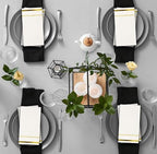 Gift Boutique 100 Gold Trim Lined Guest Napkins Elegant Dinner Hand Napkin Towel for Holiday Bathroom Wedding Birthday Party Bridal Baby Shower