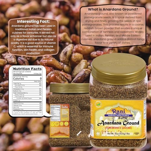 Rani Anardana (Pomegranate) Ground, Indian Spice 16oz (1lb) 454g PET Jar ~ All Natural | No Color | Gluten Friendly | Vegan | NON-GMO | Kosher | No Salt or fillers | Indian Origin