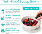 Vive Spill-Proof Scoop Bowl (2 Pack) - Adaptive Eating Equipment with Lipped Edge for Elderly & Disabled - No-Spill Scoop Aid for Parkinsons, Dementia, Strokes, Tremors - Special Non-Skid Bowl (White)