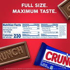 CRUNCH Full-Size Candy Bar, Creamy Milk Chocolate with Crunchy Crisped Rice, Single Bar, 1.55 oz