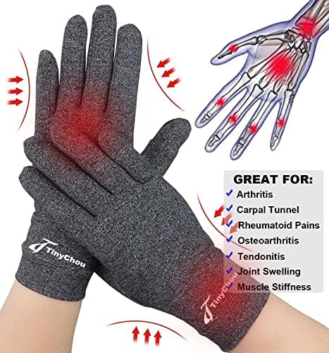 2 Pairs Full Finger Arthritis Gloves,Compression Gloves for Women Men, Hand Gloves Support and Warmth for Hands, Finger Joint, Relieve Pain from Rheumatoid, Osteoarthritis, RSI (Medium (2 Pairs))