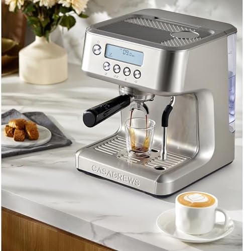 CASABREWS Ultra Espresso Machine with LCD Display, Espresso Maker with Powerful Milk Frother, Customizable Brewing Temperature, Provides Barista-Level Lattes and Cappuccinos, Gift for Men & Women