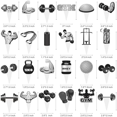 Gym Theme Cupcake Toppers 48Pcs Weight Lifting Cupcake Topper Gym Birthday Party Decorations Fitness Workout Cupcake Picks for Olympic Party Cake Decorations Supplies