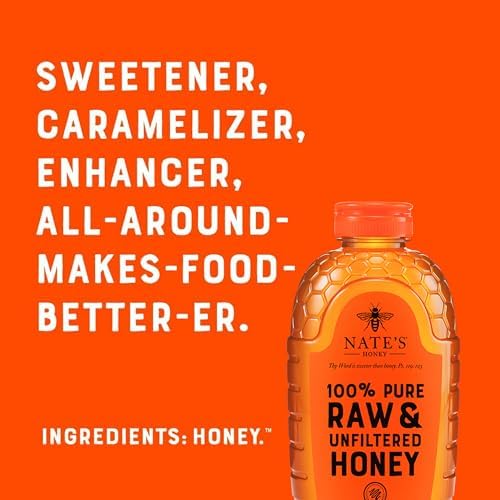 Nate's 100% Pure, Raw & Unfiltered Honey - Award-Winning Taste, 32oz. Squeeze Bottle