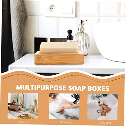 Cabilock 2 Pcs Wooden Soap Box Shower for Bar Soap Holder Body Bath Tray Cleaning Draining Slotted Dish Bar Dish Case Wooden Rack Drain Bamboo