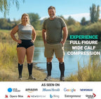 Zeta Wear Plus Size Open Toe Compression Socks 15-19 mmHg - Wide Calf Support for Men & Women
