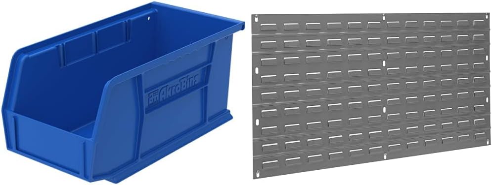 Akro-Mils Hanging Storage Bins and Wall Mount Panel Bundle (12-Pack + Single)