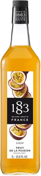 1883 Passion Fruit Syrup for Drinks, Made in France, 1 Liter Glass Bottle