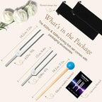 Tuning Fork Set 2pcs 432Hz, 528Hz with Accessories for Yoga and Meditation,Relaxing Experience Brought by Sound Vibration