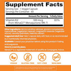 Doctor's Best Natural Vitamin K2 MK7 Supplement for Men & Women - Bone Health Support, 100 mcg Vitamin K-2 MK-7 Capsules with MenaQ7, Calcium Support, Non GMO, Vegan - 60 Veg Caps