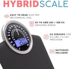 Adamson Hybrid 2-in-1 Analog & Digital Weighing Scale for Body Weight up to 400lbs - Thick Tempered Glass - Extra Large Display - Easy to Read Digital Bathroom Scale - Black Matrix with Blue Backlight