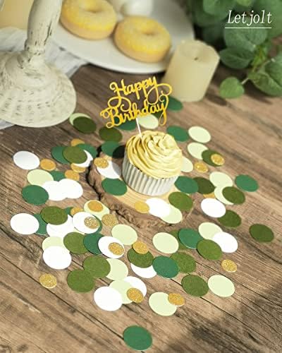 Letjolt Green Dot 200pcs Confetti Glitter Golden Nature Garden Theme Baby Shower Table Decorations Birthday Party Supplies Bridal Wedding Decor Paper Scatter Crafts