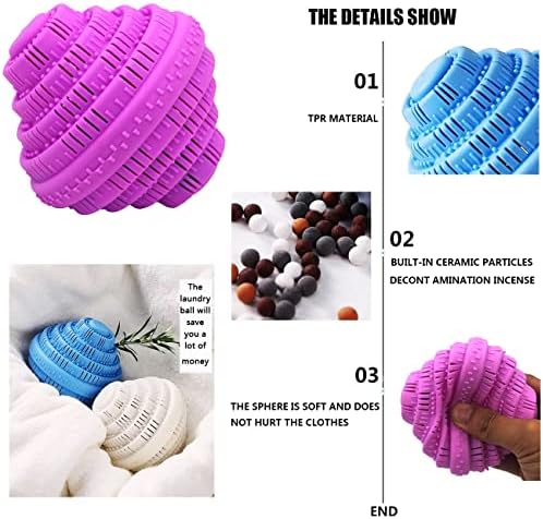 Eco-Friendly Laundry Balls, Premium Washing Ball, Add Double The Ceramic Balls Again, 2000 Times Super Laundry Balls, All Natural No-Chemical Detergent(Large,Pink)