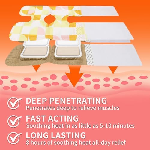 Knee Heat Wraps - 6 Count Knee Relief Patches - Targeted Knee Pain with 8-Hour Therapeutic Heat - Heated Knee Wrap Warmer - Portable Heat Therapy