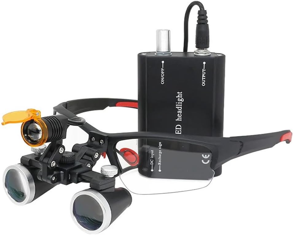 Dental Loupes with Light 2.5X 3.5X Surgical Binocular Magnifier & Dental Headlight with Filter (3.5X-420)