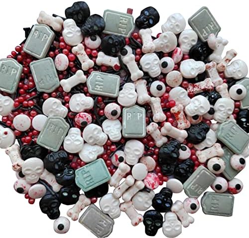 1 Bottle Candy Eyeballs Bloody Red Eyes Dog Bones Cake Cupcake Toppers Cookie Decorations Edible Dessert Sprinkles Mix for Halloween Cake Cupcakes Decoration