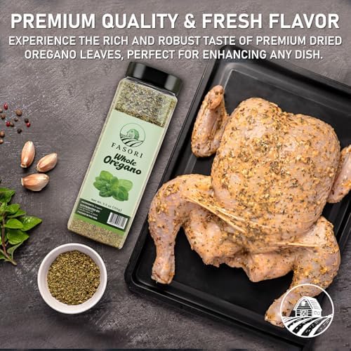 Fasori Oregano Whole Leaves 5.5 oz (156 g) – Premium Dried Oregano, Aromatic Mediterranean Herb for Italian Cooking, Pizza, Pasta & Sauces