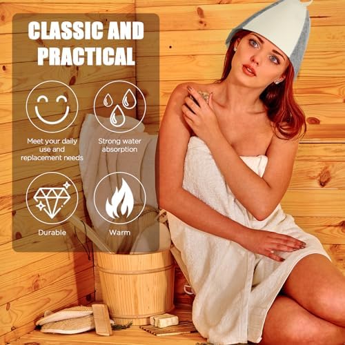 Jiuguva 12 Pcs Sauna Hats Wool Russian Cap Vaporarium Hat Banya Sauna Cap for Women Shower Accessories