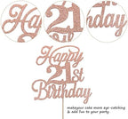 Rsstarxi 1 Pack Happy 21st Birthday Cake Topper Glitter 21 & Fabulous Cheers to 21 Years Old Birthday Cake Pick for Celebrating 21st Anniversary Party Cake Decorations Supplies Rose Gold