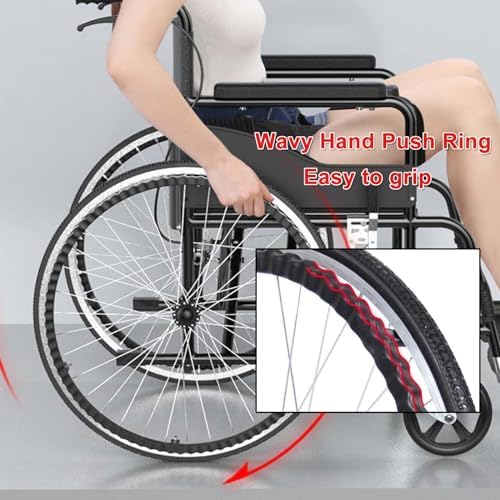 WORDFUN 2pcs 24 Inch Wheelchair Rear Wheel, Wheel Replacement Parts for Wheelchairs, Tires Wheels Assembly, Wear-Resistant Solid Wheel with Bearing, Antislip Replacement Casters