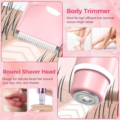 Bikini Trimmer for Women 2 in 1, Electric Razors Personal Shaver for Pubic Hair, Bikini Line, Legs, Face, Wet & Dry Use, Gentle on Sensitive Skin, Women Teen Girl Gift, Pink