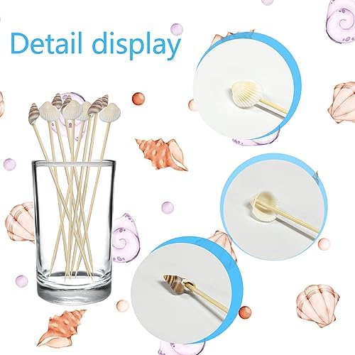 200Pcs Seashell Cocktail Picks,Beach Hawaiian Lua Party Pick 4.7 Inch Fancy Appetizer Tooth Picks for Summer Hawaiian Party Luau Beach Holiday Party Supplies