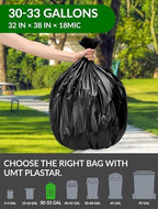 200 Count Heavy Duty Black Trash Bags 30-33 Gallon, 32 x 38 Inch Large Garbage Bags, 18 Micron Thick Strong Leak-Resistant Tall Kitchen & Outdoor Garbage Bags for Home, Kitchen, Office, Lawn