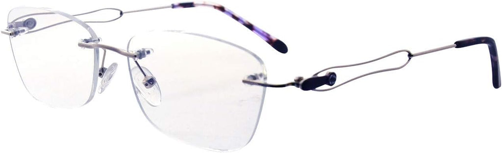 Eyekepper Rimless Blue Light Filtering Computer Glasses - Ladies Stylish Reading Eyeglasses - UV420 Protection Anti Eye Strain Tired Eye Relief Readers Women - +0.75 Gold Frame with Purple Temple Tips