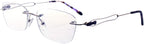 Eyekepper Rimless Blue Light Filtering Computer Glasses - Ladies Stylish Reading Eyeglasses - UV420 Protection Anti Eye Strain Tired Eye Relief Readers Women - +0.75 Gold Frame with Purple Temple Tips