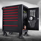 GRFIT Toolbox Tool Chest/Tool Cabinet, Toolbox Storage System Side Tool Storage Cabinet Heavy Duty Cart Steel Rolling Tool Box with 7 Lockable Drawers Waterproof Toolbox Mobile Work Centre Toolbox